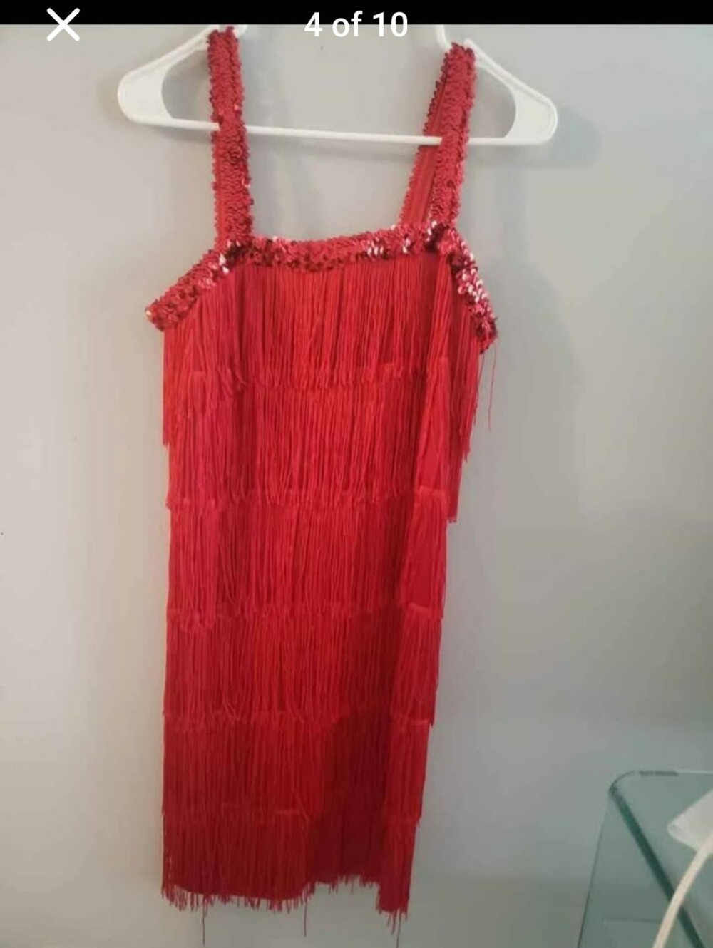 Red Sequin Fringe Flapper Dress